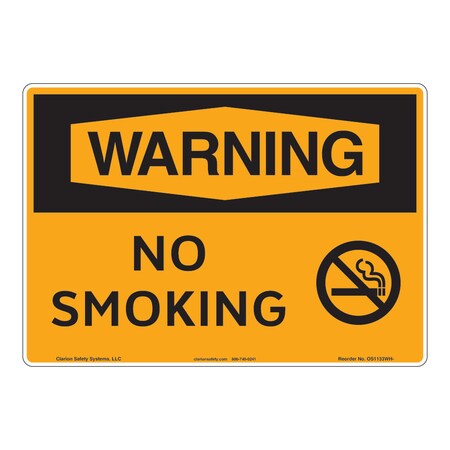 Warning/No Smoking Sign (OS1133WH-)|Aluminum 12" X 18" Corner Mounting Holes|OSHA Signs|Sign for Business, Retail, Workplace, Restaurant, Medical Facility